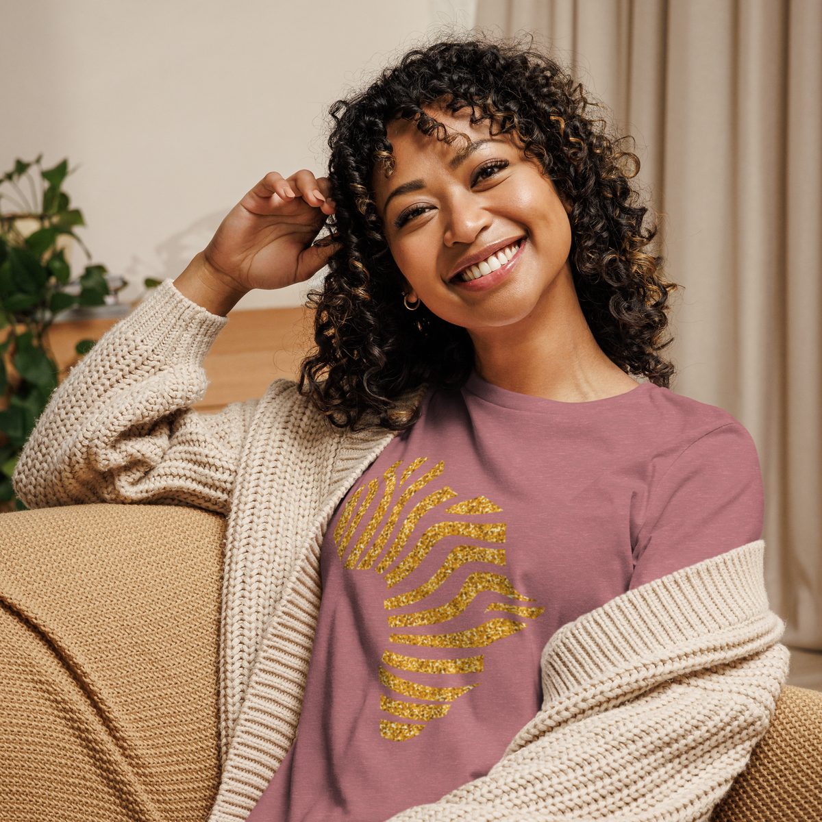 Gold Stripe Africa Tee for Women