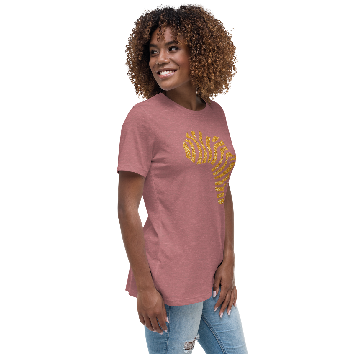 Gold Stripe Africa Tee for Women