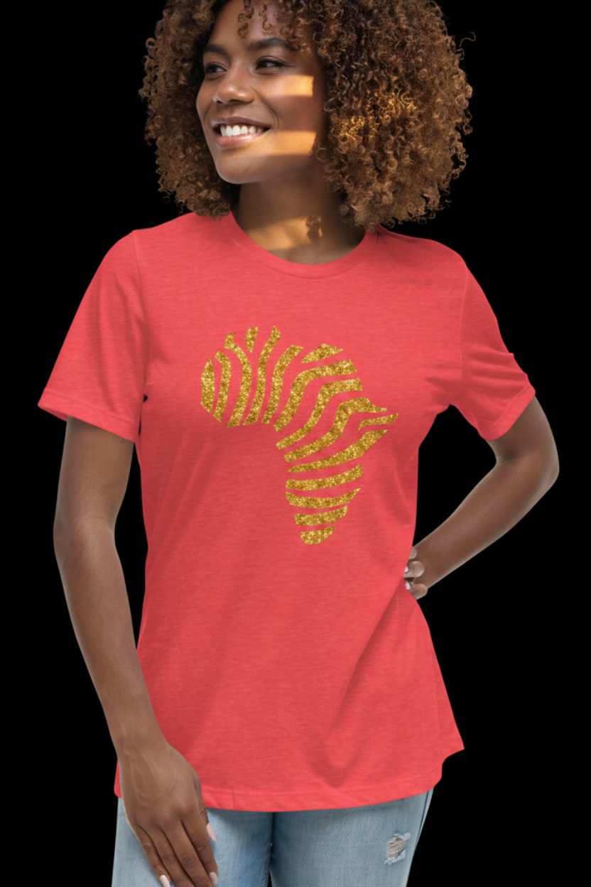 Gold Stripe Africa Tee for Women