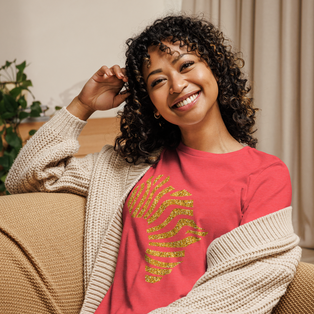 Gold Stripe Africa Tee for Women
