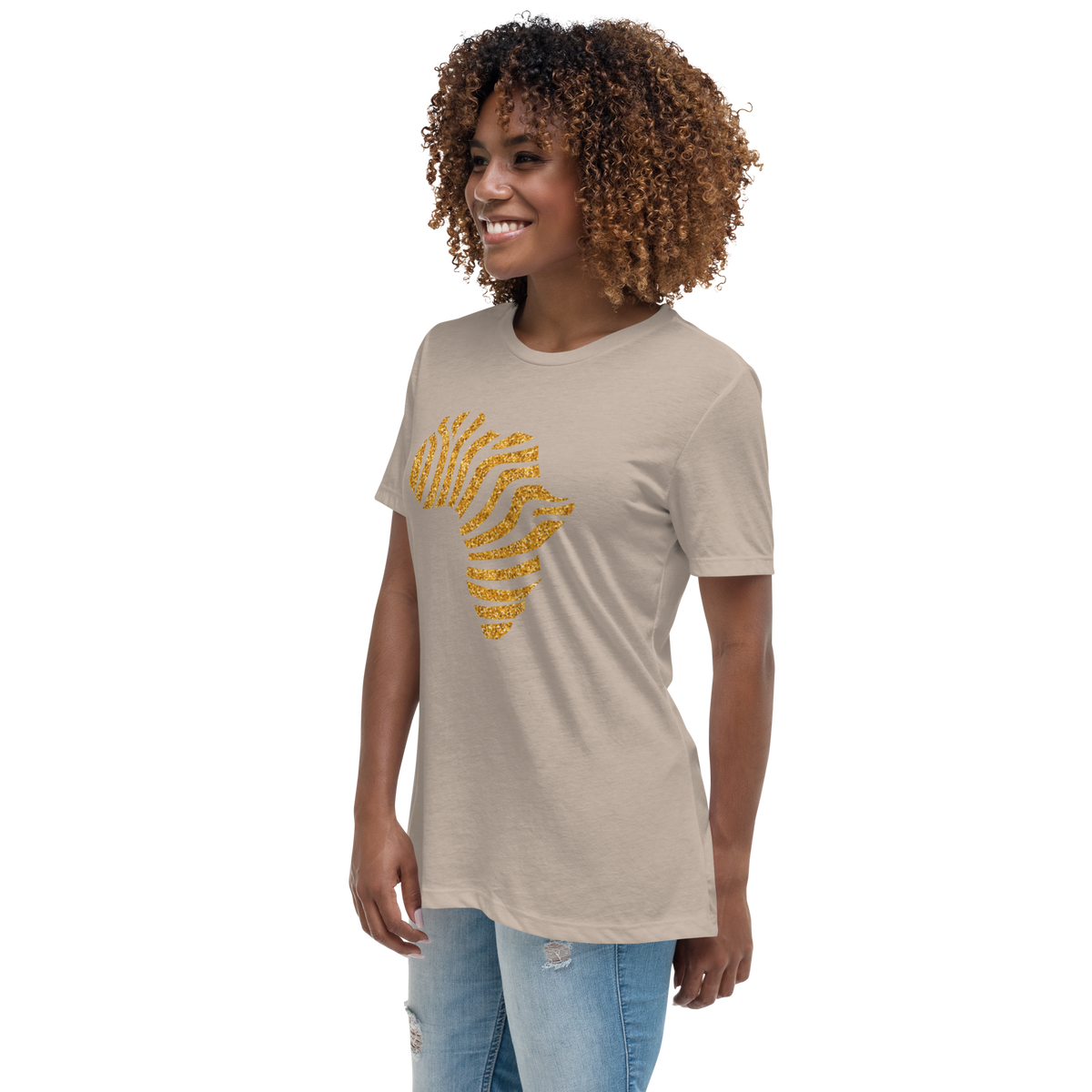 Gold Stripe Africa Tee for Women