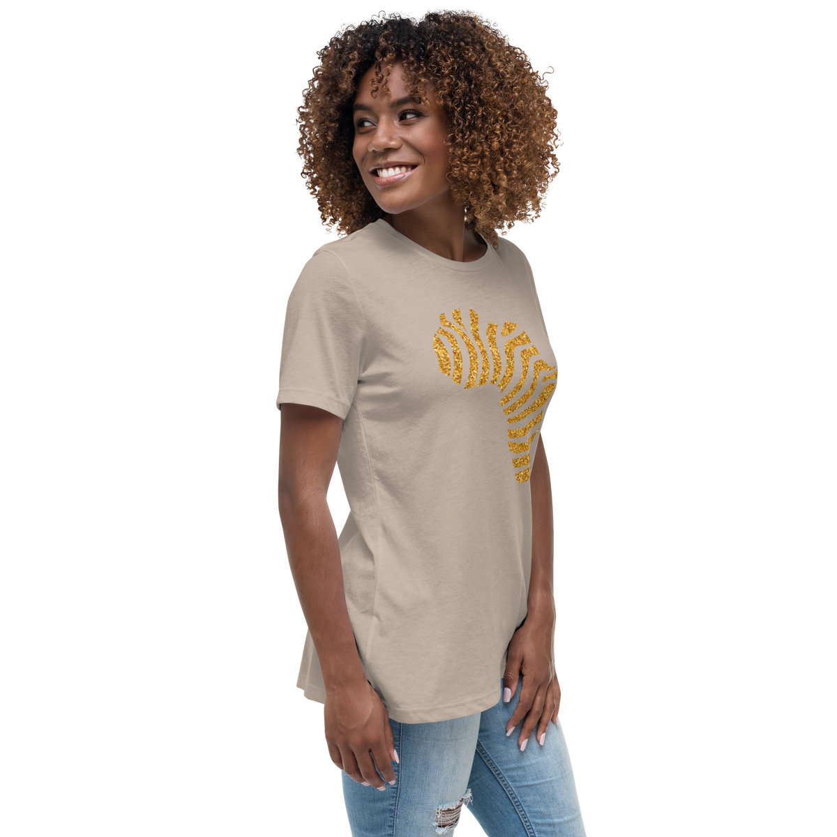 Gold Stripe Africa Tee for Women