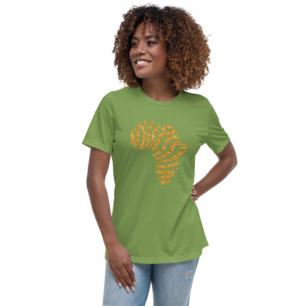 Gold Stripe Africa Tee for Women