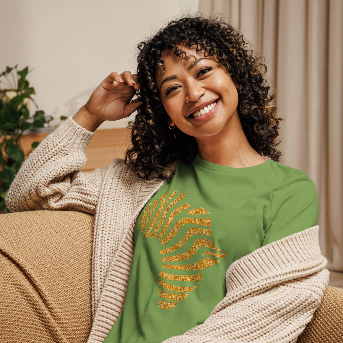 Gold Stripe Africa Tee for Women
