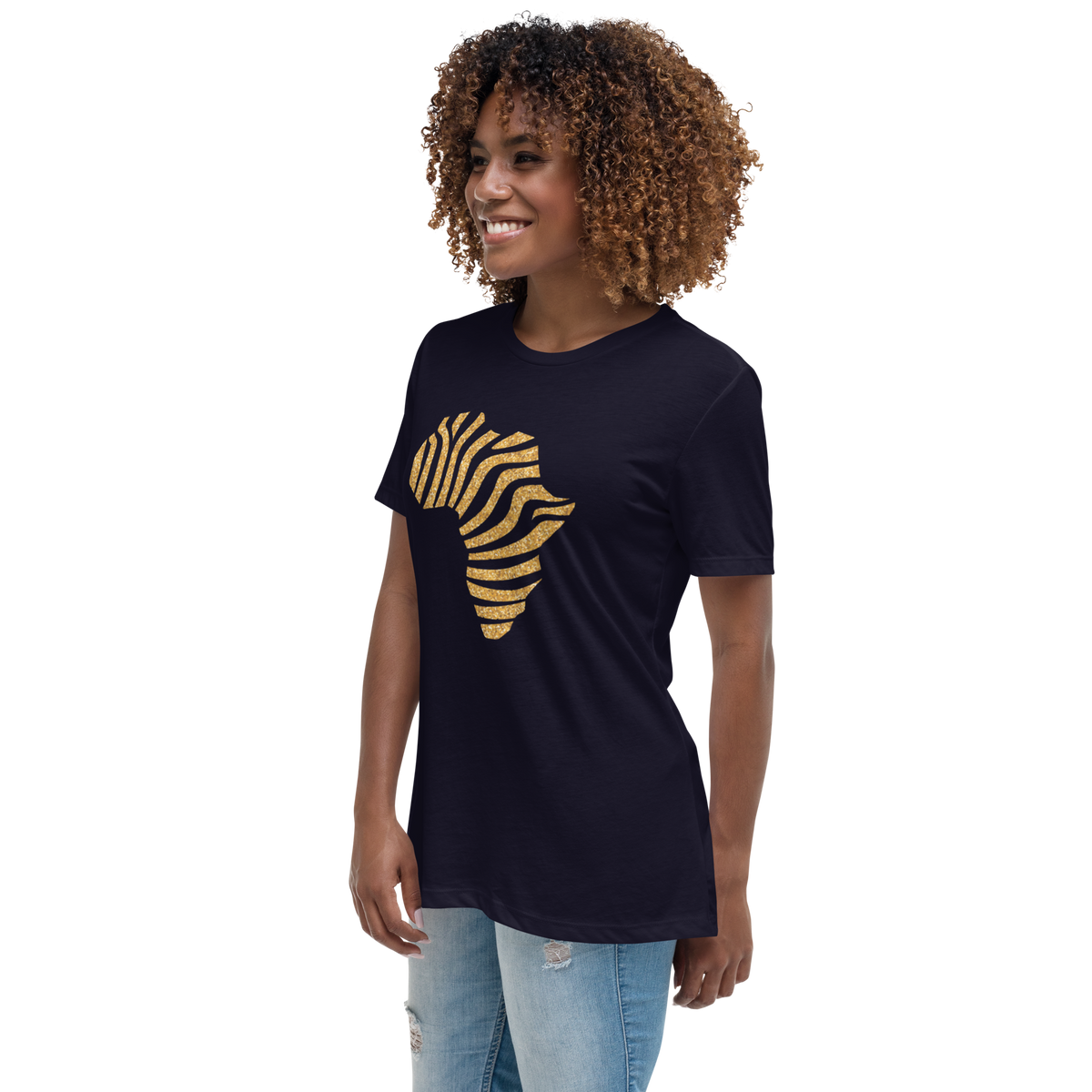 Gold Stripe Africa Tee for Women