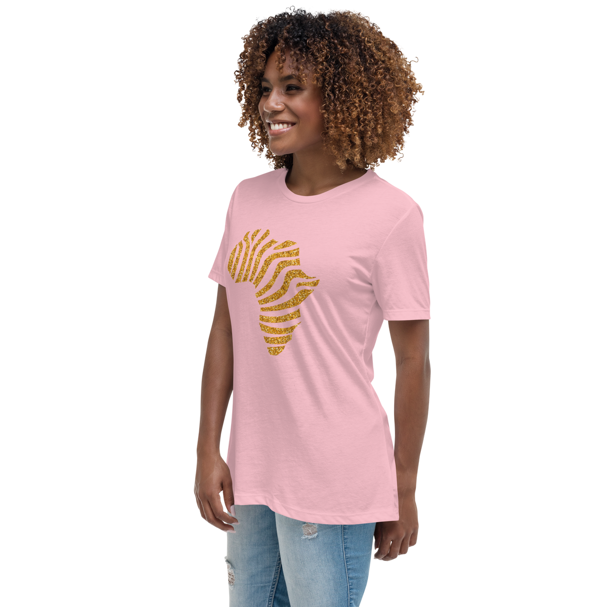 Gold Stripe Africa Tee for Women