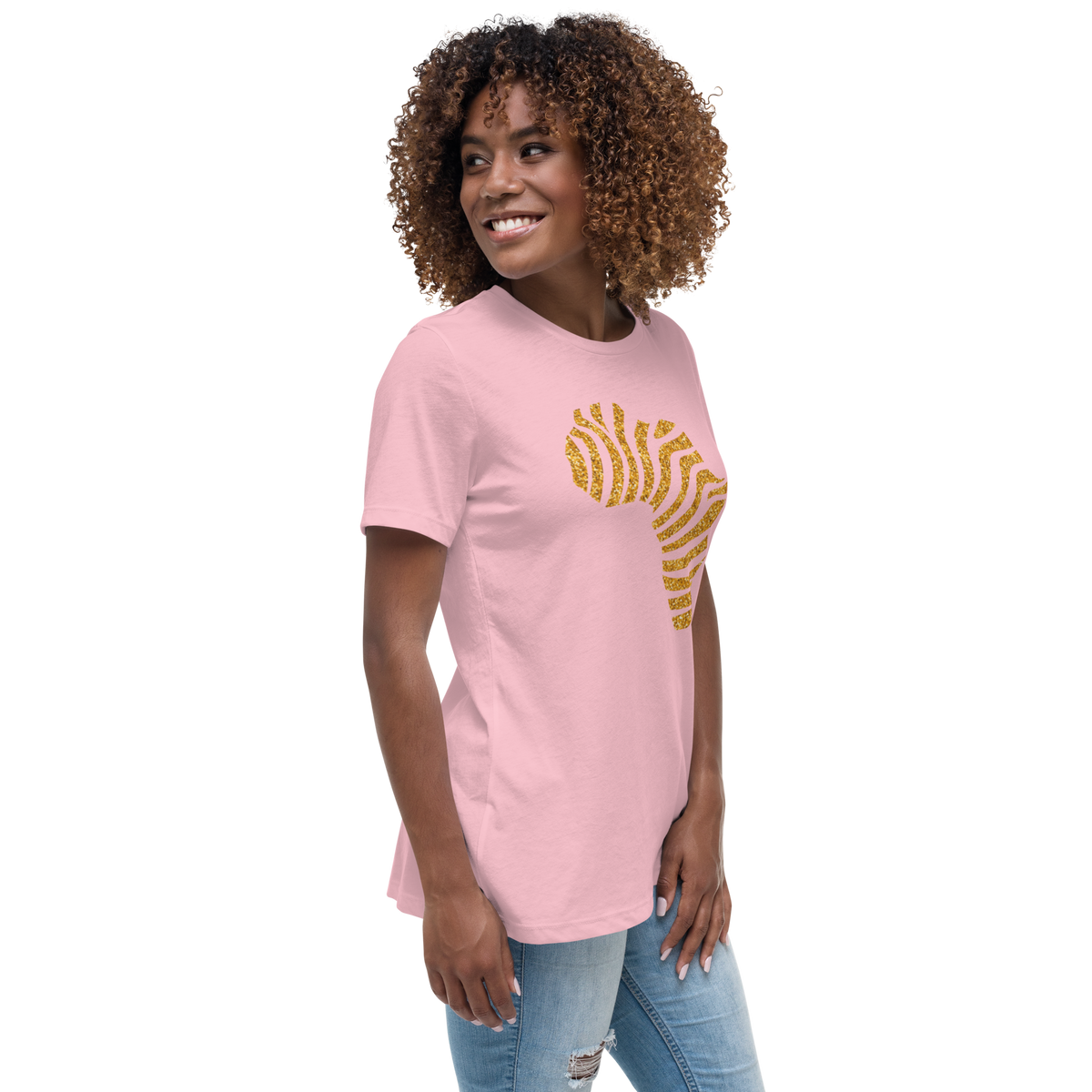 Gold Stripe Africa Tee for Women