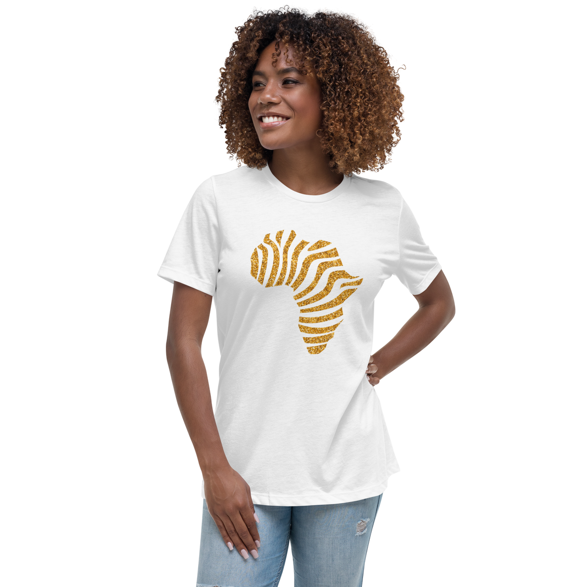 Gold Stripe Africa Tee for Women