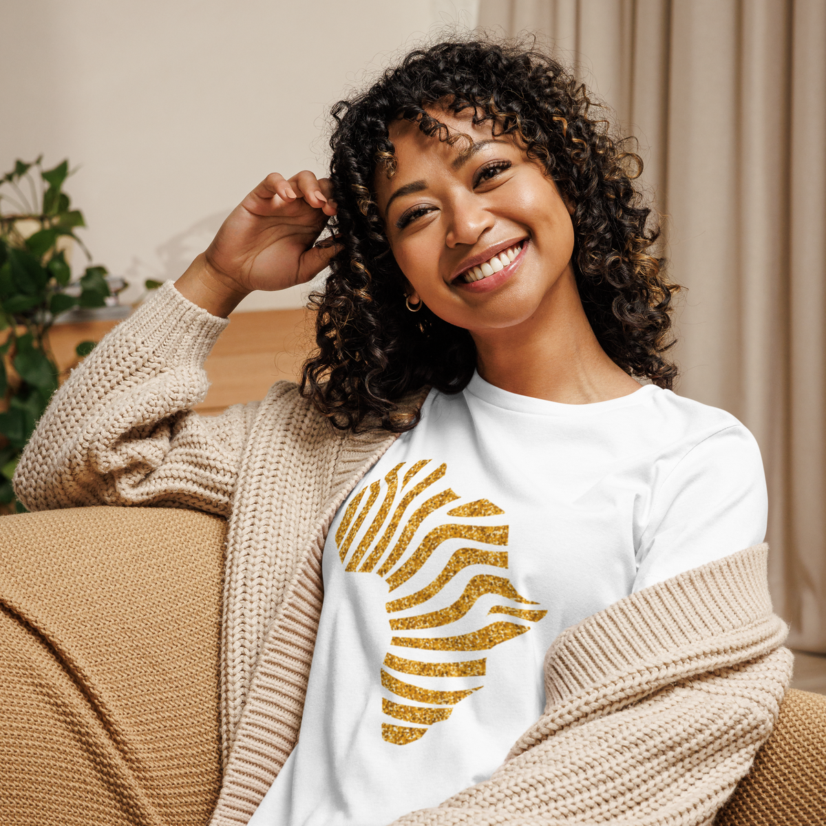 Gold Stripe Africa Tee for Women