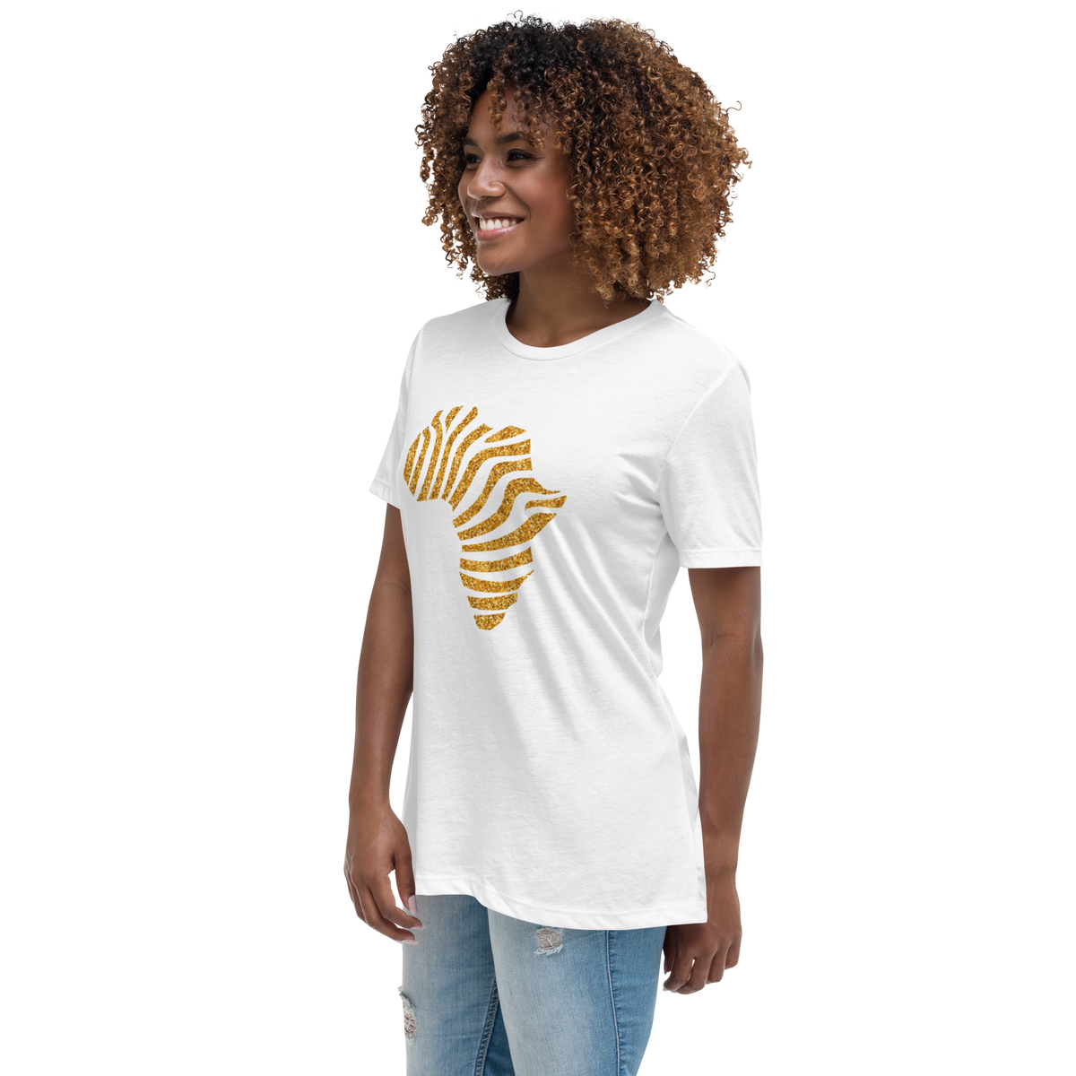 Gold Stripe Africa Tee for Women