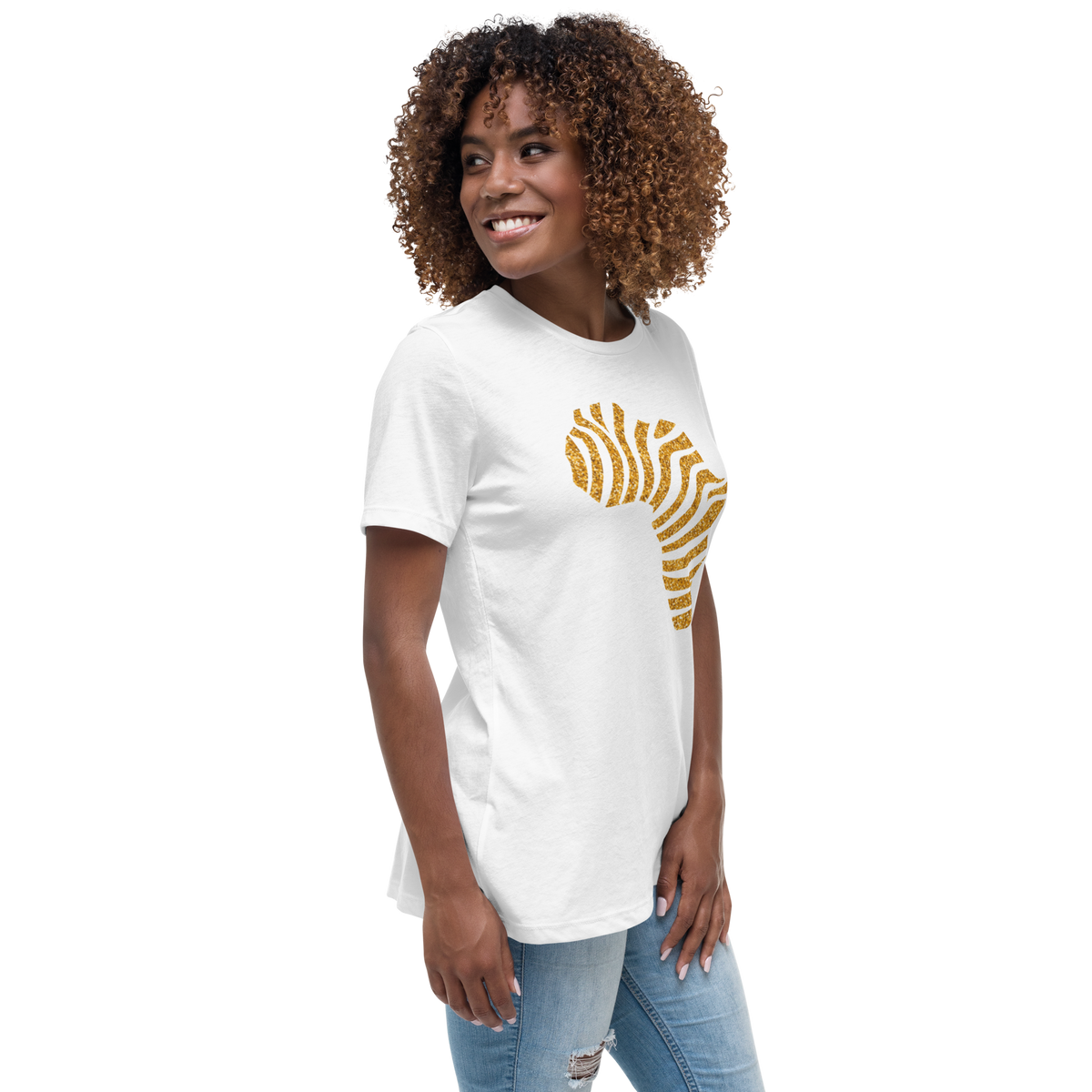 Gold Stripe Africa Tee for Women