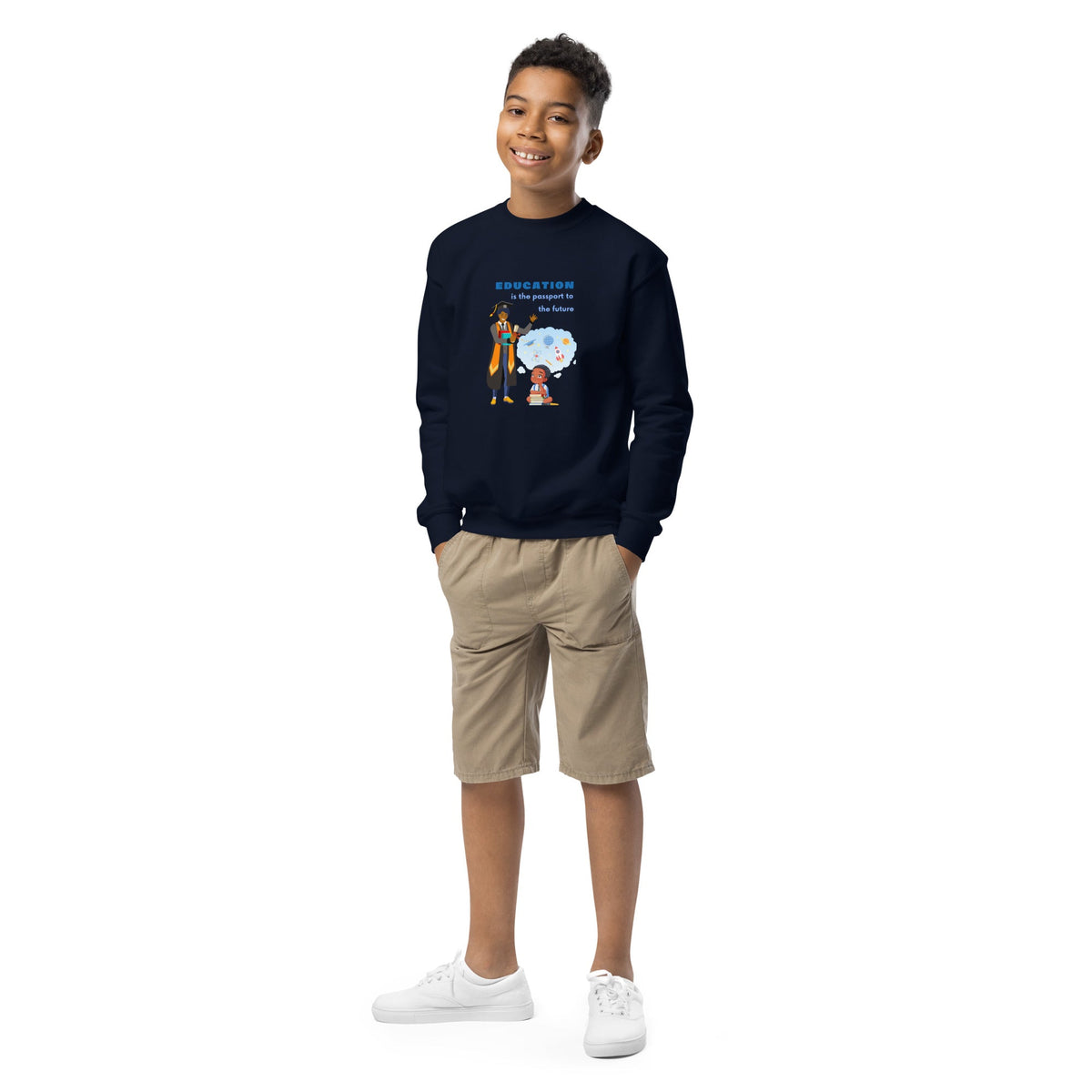 Education Is Key Crewneck Sweater for Boys